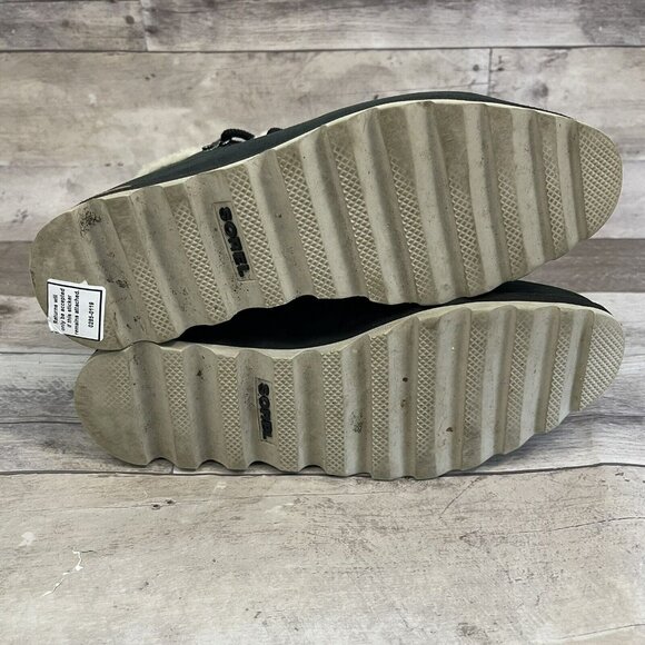 Sorel Sneakchic Alpine Wedge Ankle Boots Bootie Wool Leather Black Size … - Picture 7 of 13